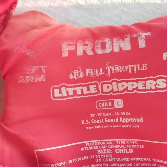 FULL THROTTLE LIFEVEST TYPE 3 LITTLE DIPPER CHILD RED CHEST 20"-25" 30-50 pounds - Picture 3 of 3